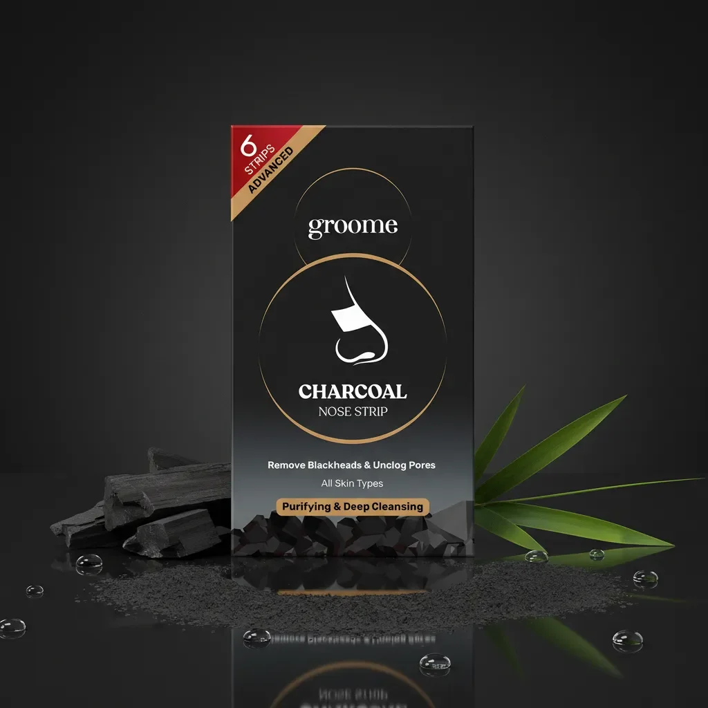 Groome Black Head Remover Charcoal Nose strips(Monthly Pack) 6 pcs